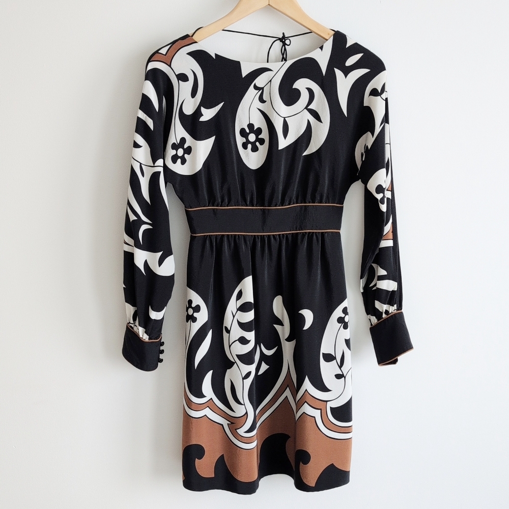 Tibi New York open back silk print midi dress size 2